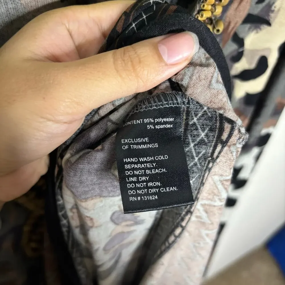 Calessa Brown Animal Print Vintage Midi Dress Sz XL - Picture 7 of 12